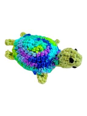 Hand Crafted Turtle Toy Crochet Amigurumi Colorful Stuffed Children’s Toy
